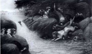 Spaniels And Terriers Upon A Weasel by Edward Armfield