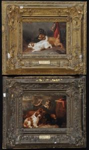 Spaniels In A Hunting Lodge; And Three Terriers In A Barn by George Armfield