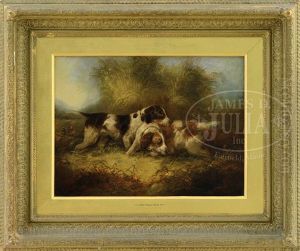 Two English Setters In Meadow by George Armfield