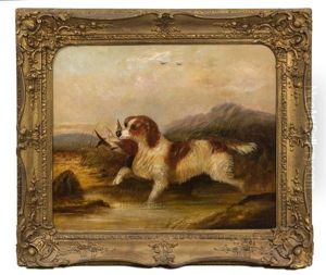 Spaniel In Landscape by George Armfield
