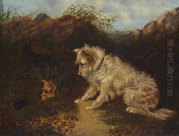 Two Terriers Ratting; And A Decorative Painting Of A Dog In An Interior (a Set Of Three) - view 1
