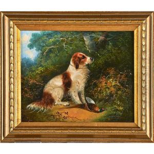 Terriers And Spaniel In Hunting Scenes (2 Works) by George Armfield