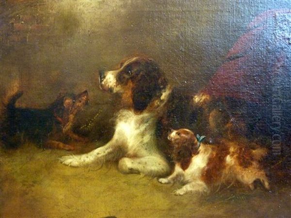 A Pair Of Studies Of Dogs In An Interior - view 1