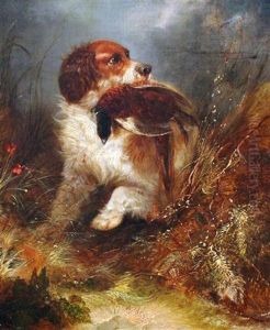 Spaniel With A Pheasant by George Armfield