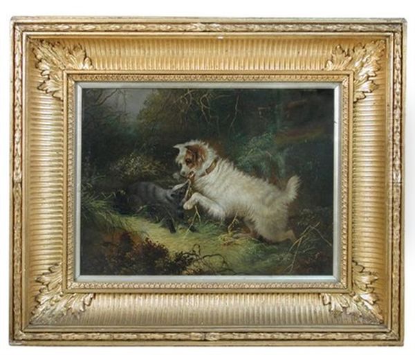 Terrier And A Badger - view 1