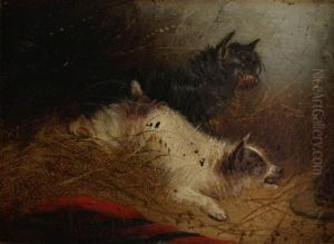 Zwei Gute Freunde, Zwei Terrier In Verteidigung by George Armfield
