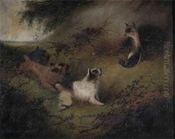Two Terriers Ratting (+ Three Terriers With A Fox And Its Kill; Pair) - view 1