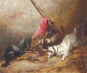 Terriers Junto A Una Jaula by George Armfield