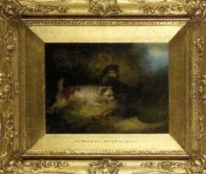 Spaniels Startling A Duck Into Flight (+ A Terrrier And A Fox Fighting Over A Pheasant, Smlr; 2 Works) by George Armfield
