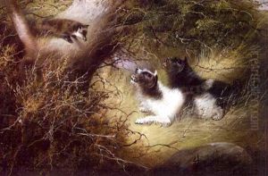 Two Terriers Cornering A Fox by George Armfield