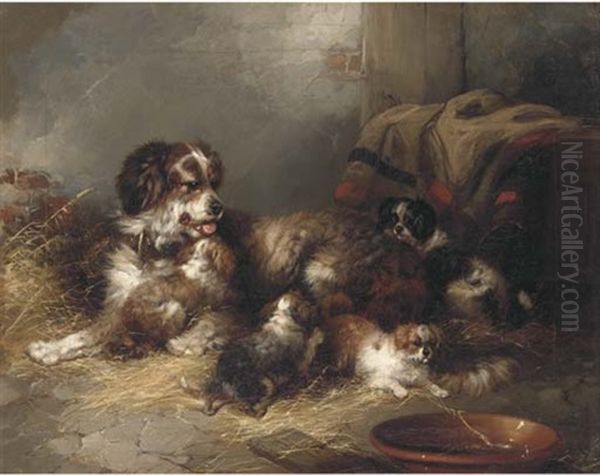A Bitch With Her Puppies - view 1