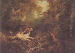 Spaniels Putting Up Pheasant by George Armfield