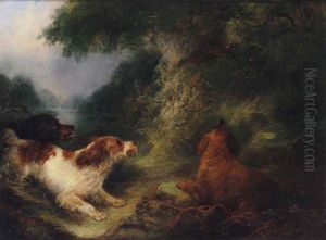 Spaniels Putting Up Pheasant by George Armfield