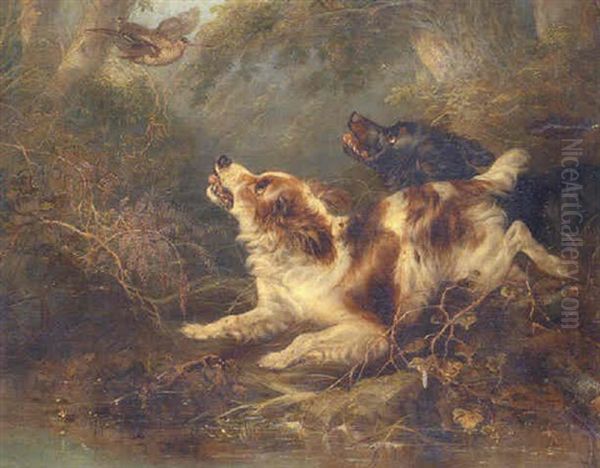 Spaniels Flushing A Woodcock - view 1
