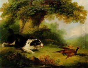 Spaniel And Pheasant by George Armfield