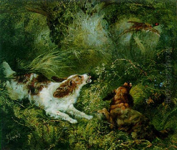 Spaniel Putting Up A Pheasant - view 1
