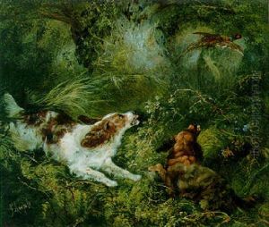 Spaniel Putting Up A Pheasant by George Armfield