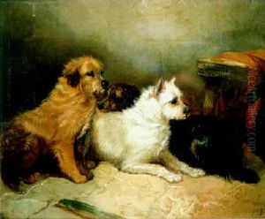 Terriers In An Interior by George Armfield
