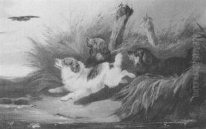 Spaniels Putting A Duck To Flight by George Armfield