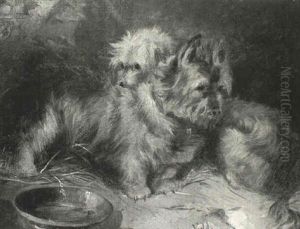 Terriers By A Bowl by George Armfield