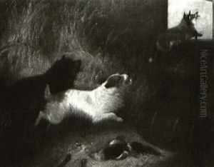 Terriers Ferreting Terriers Chasing A Fox by George Armfield