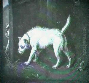 A Terrier In A Kennel, With Another Behind An Open Door & Terriers Fighting