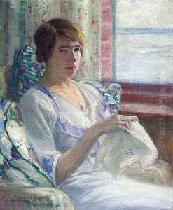 Femme A La Broderie by Frank Milton Armington