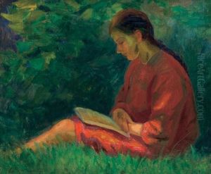 Seated Woman: Reading by Frank Milton Armington