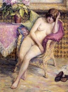 Seated Nude On A Wicker Chair