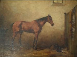 A Bay Horse In A Stable by George Denholm Armour