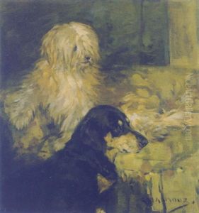 Good Companions, An Old English Sheepdog And A Pointer