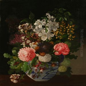 Colourful Flowers In A Chinese Bojan by A. Ackerberg