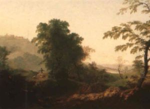 Wooded Landscape With Shepherd And Sheep