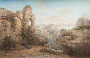 Chasseur Et Chien Dans Un Paysage Chasseur Et Chien Dans Un Paysage
