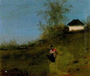 Landschaft Mit Mutter Und Kind Auf Weg by Franz-Gustav Arndt