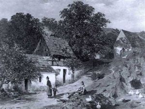 Sachsische Dorfstrasse Mit Schiefergedeckten Hausern by Franz-Gustav Arndt