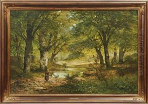 Reisigsammlerin Im Wald by Alwin Arnegger