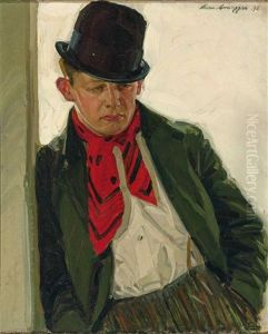 Halbfigurliches Portrait Des Munchner Volkssangers Hans Konrad, Gen. Lucki Von Der Au by Alwin Arnegger