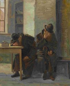 Zwei Rastende Rabbiner by Alwin Arnegger