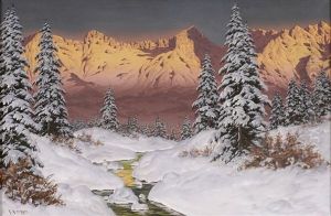 Alpine Gebirgskette Mit Stadtansicht by Alwin Arnegger
