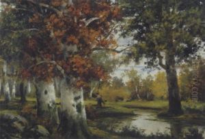 Reisigsammlerin Im Herbstwald