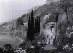 Sudliche Kustenlandschaft (capri?) Mit Zypressen by Alwin Arnegger