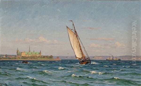 Seascape With Ships Off The Coast Of Kronborg Castle - view 1