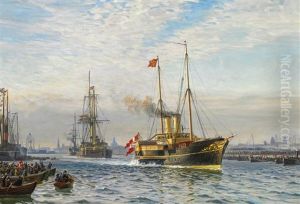 Prince Carl And Princess Maud Of Denmark Leaving Copenhagen For Oslo On The Royal Yacht As King Haakon Vii And Queen Maud Of Norway