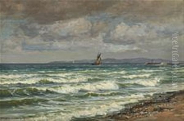 Seascape With Sailing Boats Along Coast - view 1