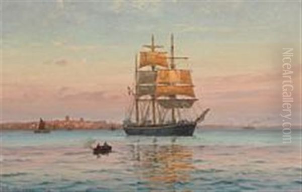 Summer Evening With A Ship Anchoring - view 1
