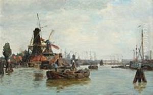 View Of Rotterdam Harbour by Vilhelm Karl Ferdinand Arnesen