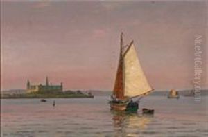 Dusk At Oresund With A View Of Kronborg by Vilhelm Karl Ferdinand Arnesen