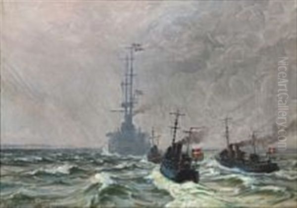 King Christian X On Board The Cruiser Geyser Heading For Korsor - view 1