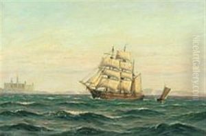 Marine With Kronborg On The Horizon by Vilhelm Karl Ferdinand Arnesen